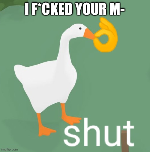 Shut the goose now | I F*CKED YOUR M- | image tagged in shut the goose now | made w/ Imgflip meme maker