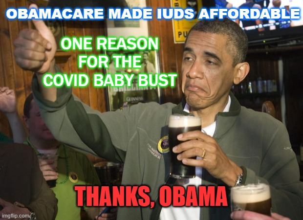 Obamacare made IUDs affordable — one reason for the COVID baby bust. Thanks, Obama | OBAMACARE MADE IUDS AFFORDABLE; ONE REASON FOR THE COVID BABY BUST; THANKS, OBAMA | image tagged in not bad | made w/ Imgflip meme maker