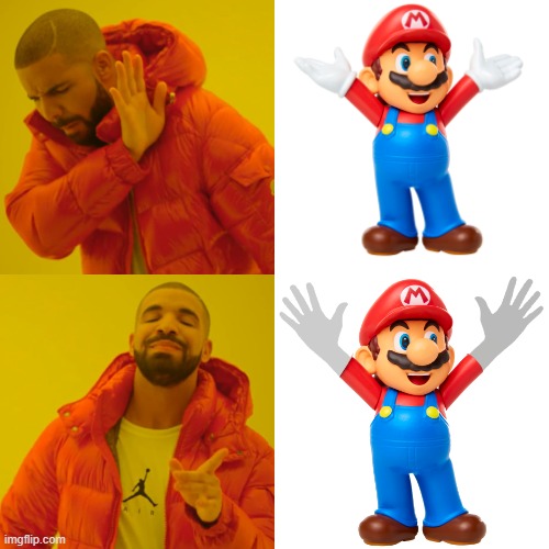 A normal mario meme | image tagged in mario,drake hotline bling,cursed image | made w/ Imgflip meme maker