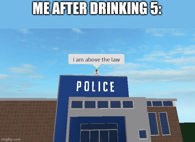 I am above the law | ME AFTER DRINKING 5: | image tagged in i am above the law | made w/ Imgflip meme maker