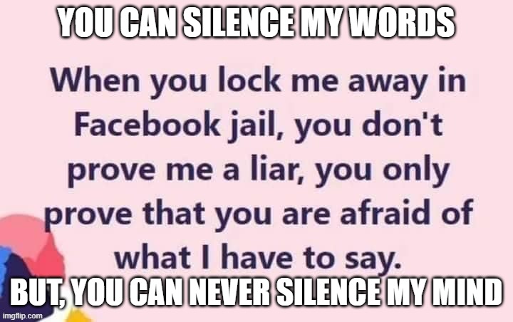 Silence | YOU CAN SILENCE MY WORDS; BUT, YOU CAN NEVER SILENCE MY MIND | image tagged in brian | made w/ Imgflip meme maker