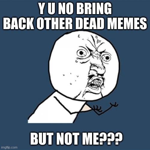 Y U No Meme | Y U NO BRING BACK OTHER DEAD MEMES; BUT NOT ME??? | image tagged in memes,y u no | made w/ Imgflip meme maker