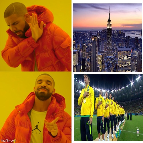new york vs brasil | image tagged in memes,drake hotline bling,new york city,vs,brasil | made w/ Imgflip meme maker