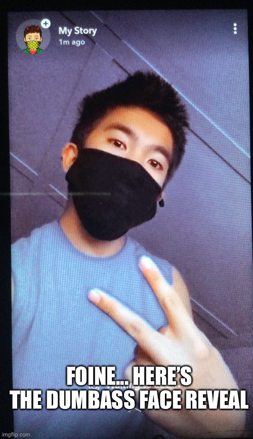 Face Reveal >:3 (Again) | FOINE... HERE’S THE DUMBASS FACE REVEAL | made w/ Imgflip meme maker
