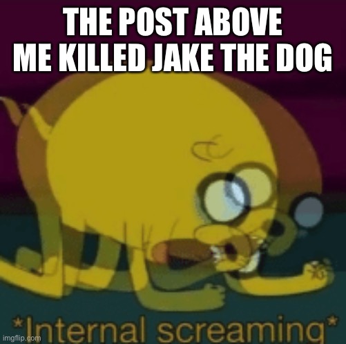 Jake The Dog Internal Screaming | THE POST ABOVE ME KILLED JAKE THE DOG | image tagged in jake the dog internal screaming | made w/ Imgflip meme maker