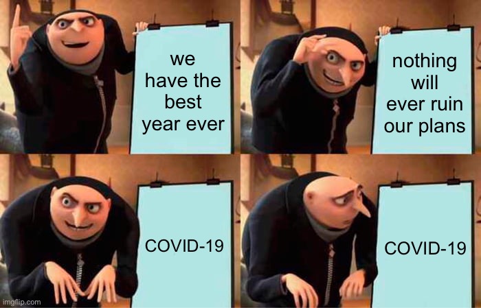 last year really had to do that to us | we have the best year ever; nothing will ever ruin our plans; COVID-19; COVID-19 | image tagged in memes,gru's plan,2020,covid-19 | made w/ Imgflip meme maker
