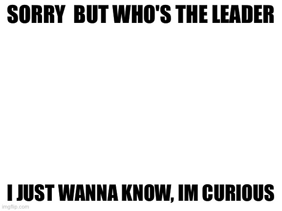Blank White Template | SORRY  BUT WHO'S THE LEADER; I JUST WANNA KNOW, I'M CURIOUS | image tagged in blank white template | made w/ Imgflip meme maker