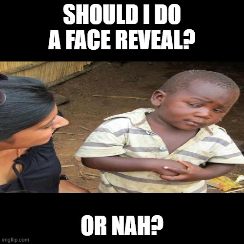 Face reveal? | SHOULD I DO A FACE REVEAL? OR NAH? | image tagged in yes,or,no | made w/ Imgflip meme maker