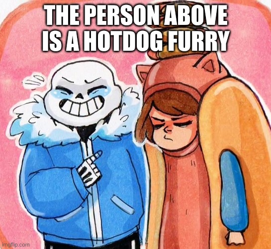 THE PERSON ABOVE IS A HOTDOG FURRY | made w/ Imgflip meme maker