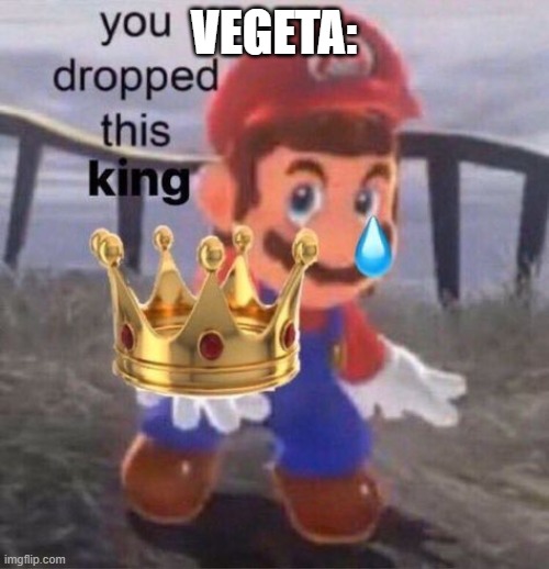 Mario you dropped this king | VEGETA: | image tagged in mario you dropped this king | made w/ Imgflip meme maker