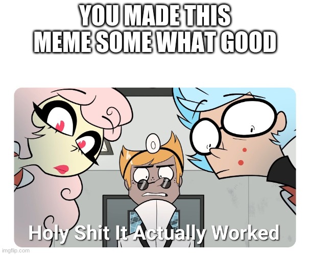 Holy shit | YOU MADE THIS MEME SOME WHAT GOOD | image tagged in holy shit | made w/ Imgflip meme maker