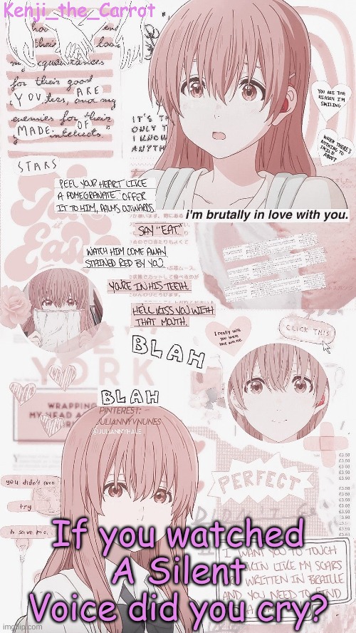 i didn't | If you watched A Silent Voice did you cry? | made w/ Imgflip meme maker