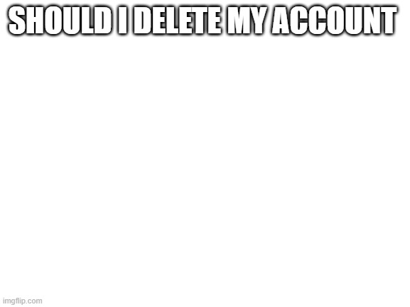 Blank White Template | SHOULD I DELETE MY ACCOUNT | image tagged in blank white template | made w/ Imgflip meme maker