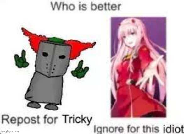 TRICKY ALL THE WAY. WHOS WITH ME | made w/ Imgflip meme maker