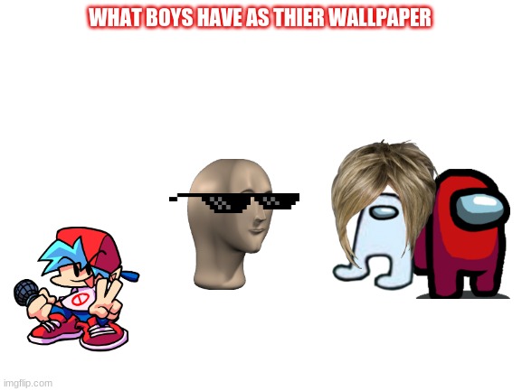 lol | WHAT BOYS HAVE AS THIER WALLPAPER | image tagged in blank white template | made w/ Imgflip meme maker