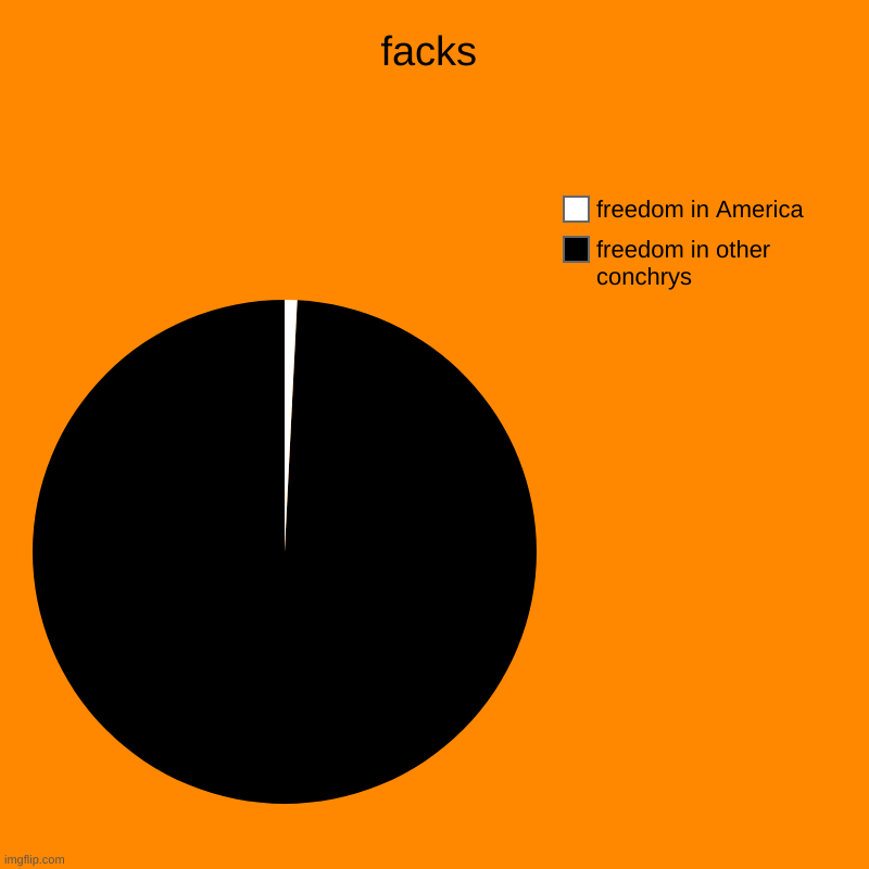 facks | freedom in other conchrys , freedom in America | image tagged in charts,pie charts | made w/ Imgflip chart maker