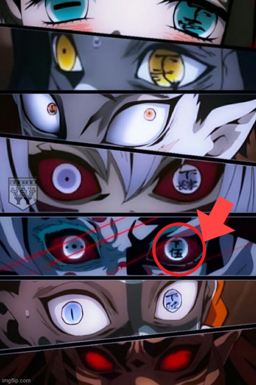 i noticed all the kanji in the eyes are messy except for the lower moon 5's (i might post this in anime as well) | made w/ Imgflip meme maker