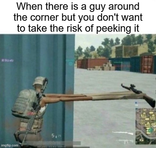I'm not looking! | When there is a guy around the corner but you don't want to take the risk of peeking it | image tagged in peeking,gaming,haha,memes,funny | made w/ Imgflip meme maker