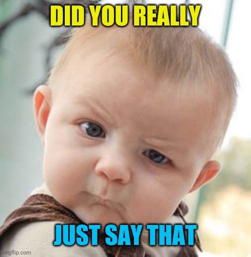 Skeptical Baby Meme | DID YOU REALLY JUST SAY THAT | image tagged in memes,skeptical baby | made w/ Imgflip meme maker