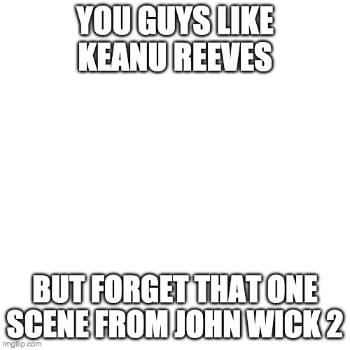 Blank Transparent Square | YOU GUYS LIKE KEANU REEVES; BUT FORGET THAT ONE SCENE FROM JOHN WICK 2 | image tagged in memes,blank transparent square | made w/ Imgflip meme maker