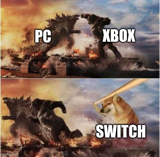 Kong Godzilla Doge | XBOX; PC; SWITCH | image tagged in kong godzilla doge | made w/ Imgflip meme maker