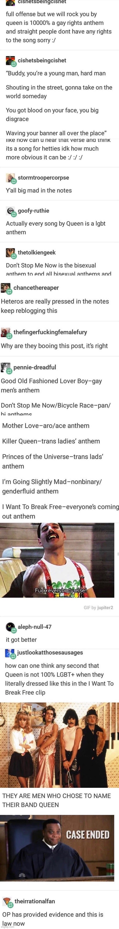 I 100% agree Freddie Mercury was literally a bisexual and wrote bicycle race as a metaphor for that | image tagged in bisexual,gay,anthem,queen,lgbt,lgbtq | made w/ Imgflip meme maker