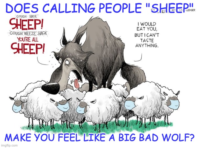 Shall we roleplay? | DOES CALLING PEOPLE "SHEEP"; MAKE YOU FEEL LIKE A BIG BAD WOLF? | image tagged in pretend,sheep,covid-19,roleplaying | made w/ Imgflip meme maker