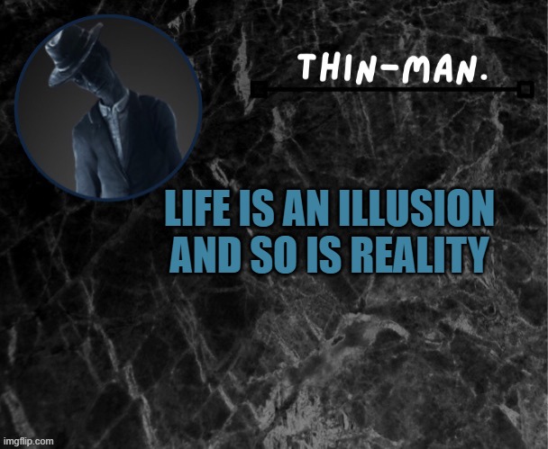 Its true tho | LIFE IS AN ILLUSION AND SO IS REALITY | image tagged in thin-man's temp | made w/ Imgflip meme maker