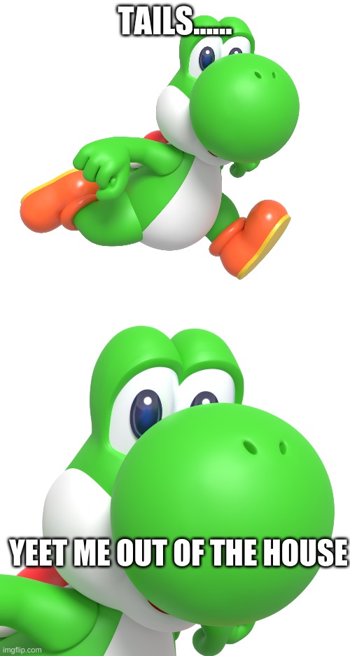 TAILS...... YEET ME OUT OF THE HOUSE | made w/ Imgflip meme maker