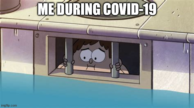 Covid 19 pool jail | ME DURING COVID-19 | image tagged in gravity falls | made w/ Imgflip meme maker