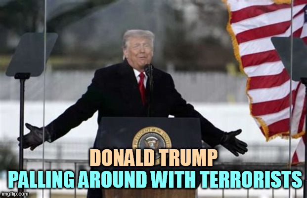 Our Terrorist-in-Chief | PALLING AROUND WITH TERRORISTS; DONALD TRUMP | image tagged in donald trump,terrorist | made w/ Imgflip meme maker