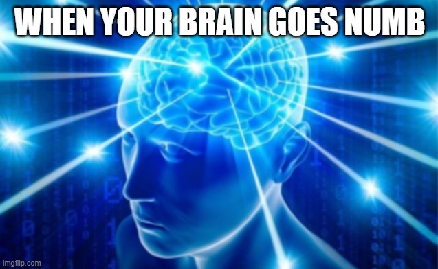Brain | WHEN YOUR BRAIN GOES NUMB | image tagged in funny,memes | made w/ Imgflip meme maker