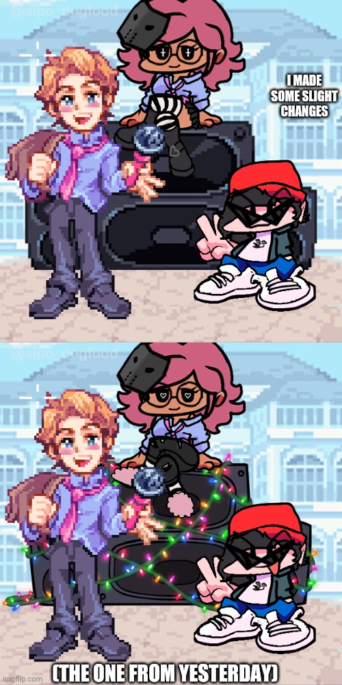 I made Pink's clothes more school-uniform like | I MADE SOME SLIGHT CHANGES; (THE ONE FROM YESTERDAY) | made w/ Imgflip meme maker