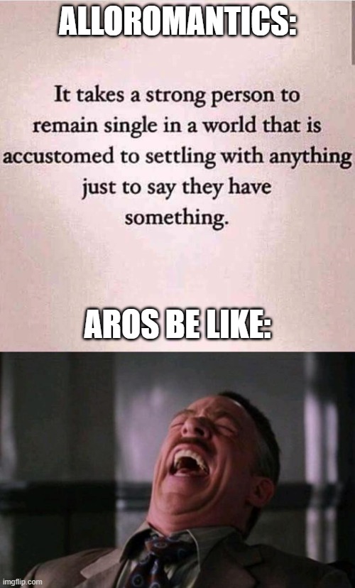 Aros like we don't even have to try | ALLOROMANTICS:; AROS BE LIKE: | image tagged in spider man boss,aro,aromantic,aroace,lgbtq | made w/ Imgflip meme maker