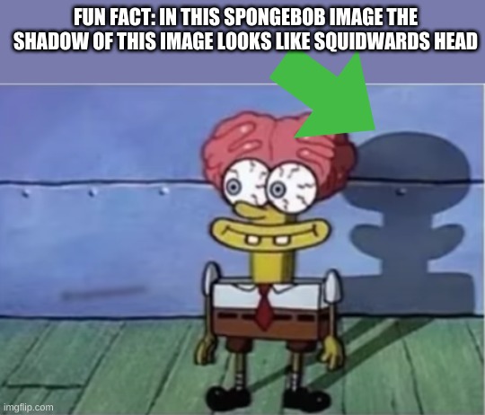 inf iq | FUN FACT: IN THIS SPONGEBOB IMAGE THE SHADOW OF THIS IMAGE LOOKS LIKE SQUIDWARDS HEAD | image tagged in spongebob | made w/ Imgflip meme maker
