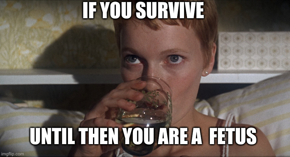 Rosemary | IF YOU SURVIVE UNTIL THEN YOU ARE A  FETUS | image tagged in rosemary | made w/ Imgflip meme maker