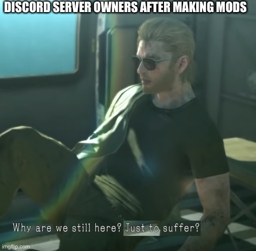 Why are we here? | DISCORD SERVER OWNERS AFTER MAKING MODS | image tagged in why are we here | made w/ Imgflip meme maker