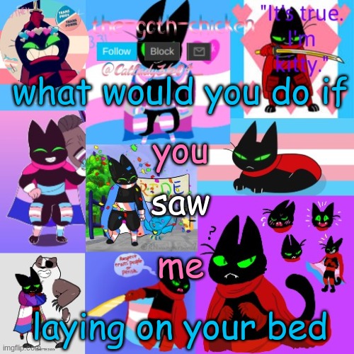 what would you do if; you; saw; me; laying on your bed | image tagged in the-goth-chicken's announcement template 23 | made w/ Imgflip meme maker
