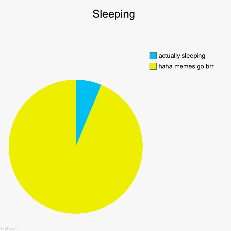 Sleeping | haha memes go brr, actually sleeping | image tagged in charts,pie charts | made w/ Imgflip chart maker