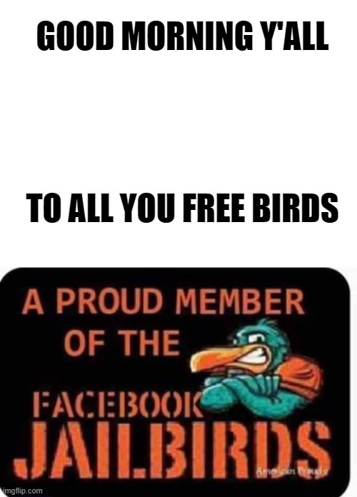 Facebook jail | GOOD MORNING Y'ALL; TO ALL YOU FREE BIRDS | image tagged in blank white template | made w/ Imgflip meme maker