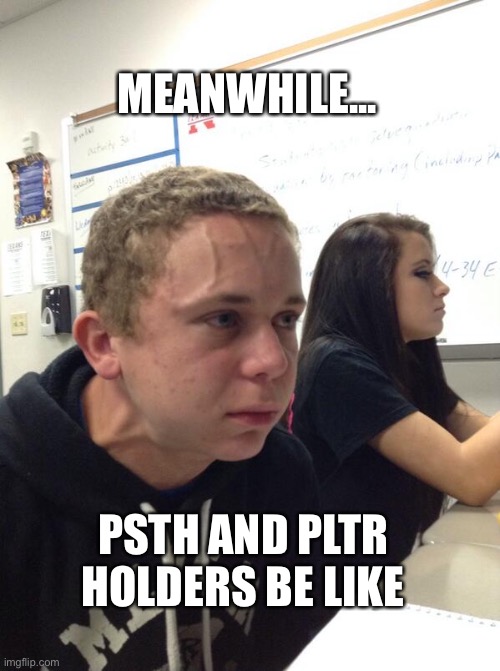 MEANWHILE... PSTH AND PLTR HOLDERS BE LIKE | made w/ Imgflip meme maker