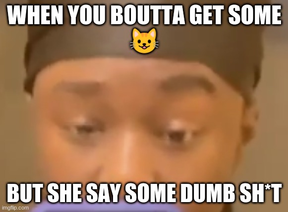 WHEN YOU BOUTTA GET SOME
😺; BUT SHE SAY SOME DUMB SH*T | image tagged in funny | made w/ Imgflip meme maker