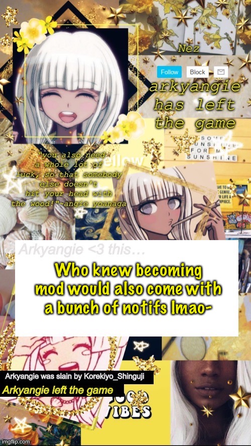 E | Who knew becoming mod would also come with a bunch of notifs lmao- | image tagged in e | made w/ Imgflip meme maker