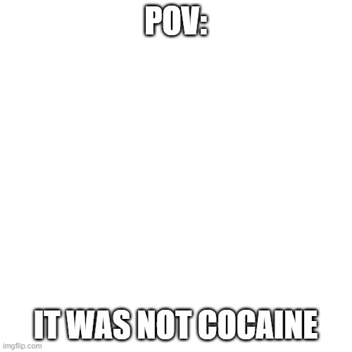 POV: IT WAS NOT COCAINE | image tagged in memes,blank transparent square | made w/ Imgflip meme maker