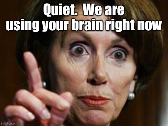 Nancy Pelosi No Spending Problem | Quiet.  We are using your brain right now | image tagged in nancy pelosi no spending problem | made w/ Imgflip meme maker