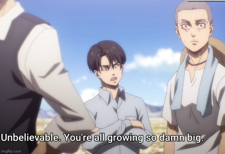 Levi being jealous about their heights | image tagged in attack on titan | made w/ Imgflip meme maker