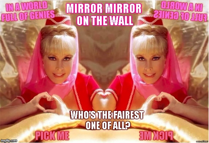 Genie Mirror | image tagged in genie love | made w/ Imgflip meme maker