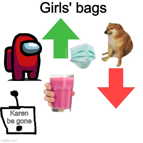 Blank Transparent Square Meme | Girls' bags Karen be gone | image tagged in memes,blank transparent square | made w/ Imgflip meme maker