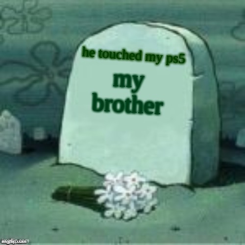 Here Lies X | he touched my ps5; my brother | image tagged in here lies x | made w/ Imgflip meme maker