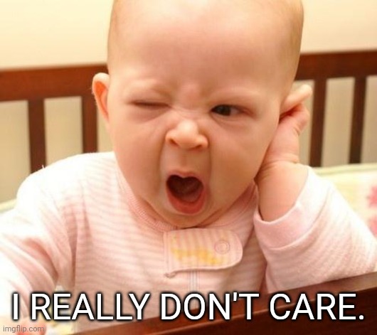 yawn baby | I REALLY DON'T CARE. | image tagged in yawn baby | made w/ Imgflip meme maker